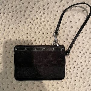 Coach Wristlet - Black with Silver Studs